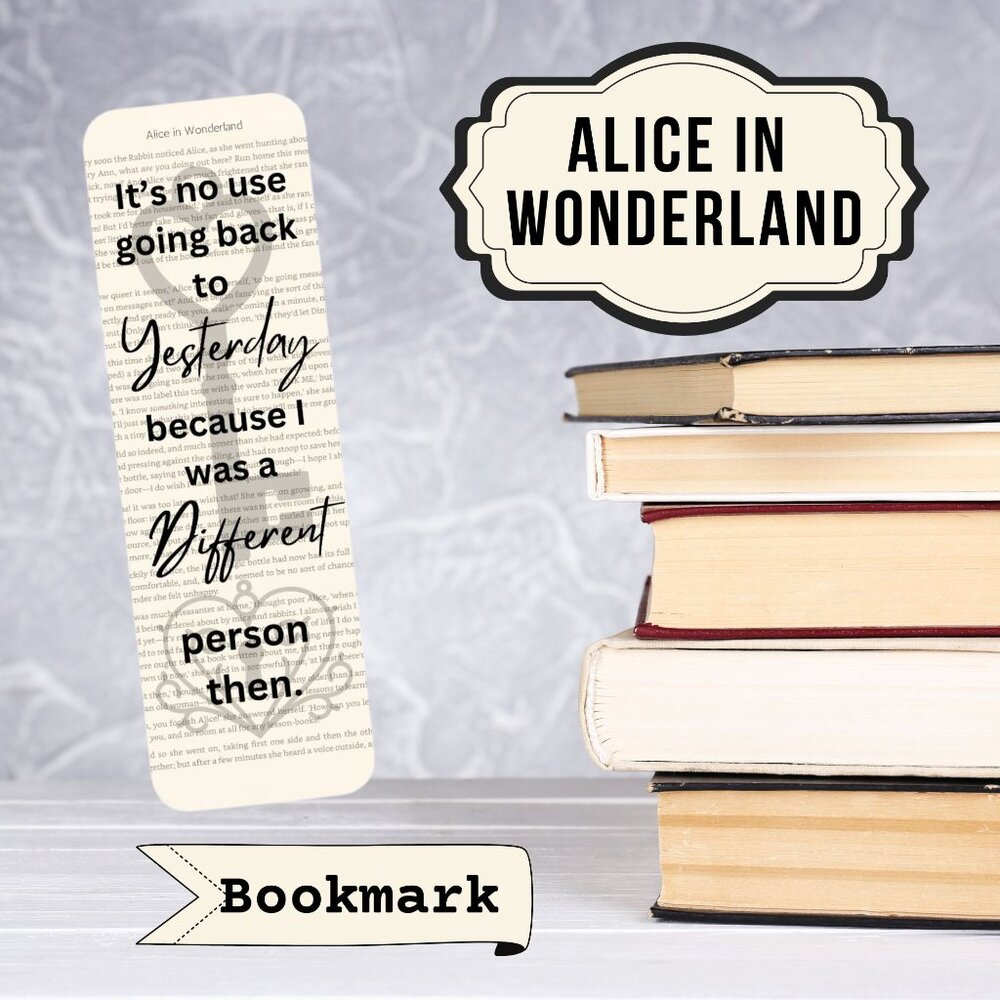 Alice in Wonderland Quote Book Page Bookmark, Book Accessories, Book Gifts
